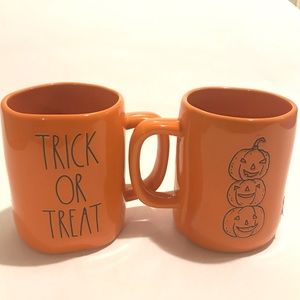 ONE (1) Rae Dunn Trick or Treat Halloween Ceramic Mug Orange/Black